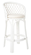 White Rattan Criss-Cross Bar Stool