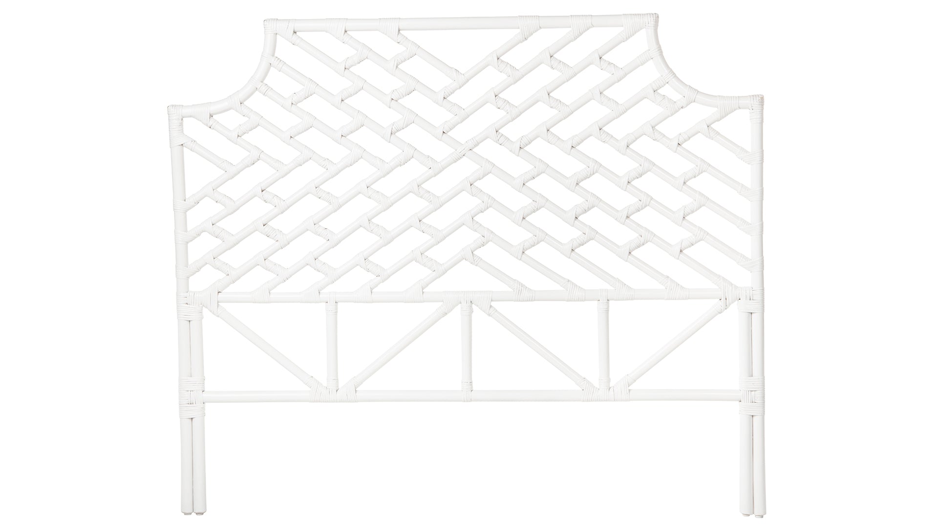 Rattan Chippendale Headboard, White