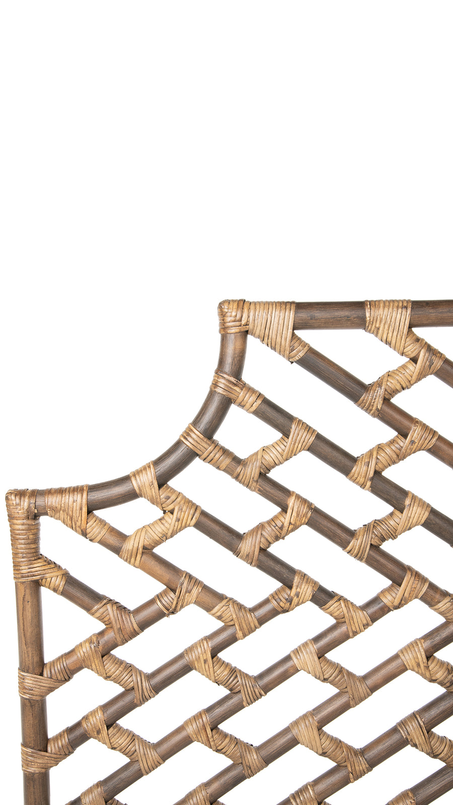 Rattan Chippendale Headboard, Antique Brown