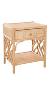 Rattan Chippendale Bedside Table, Natural