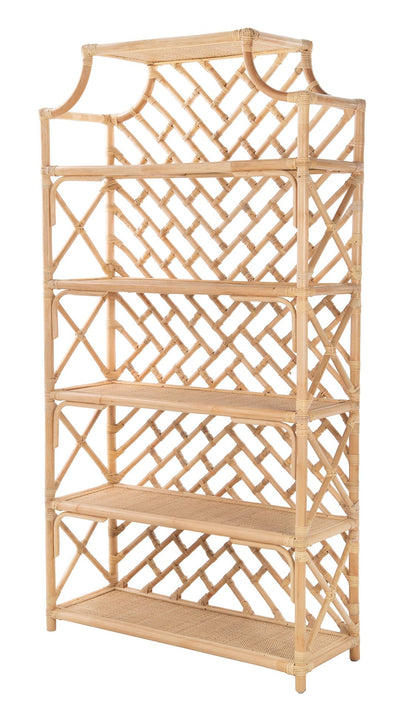 Rattan Chippendale Bookshelf, Natural