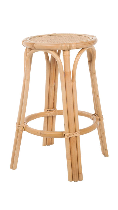 Rattan Lattice Backless Counter Stool, Natural