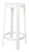 Kouboo White Lattice Backless Rattan Barstool 