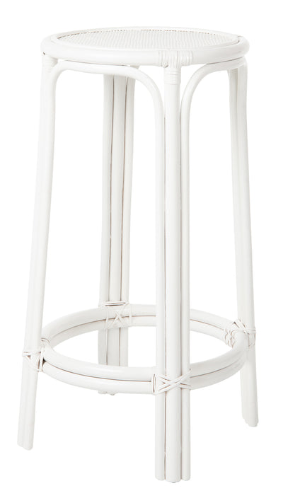 Kouboo White Lattice Backless Rattan Barstool