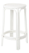 Rattan Lattice Backless Counter Stool, White