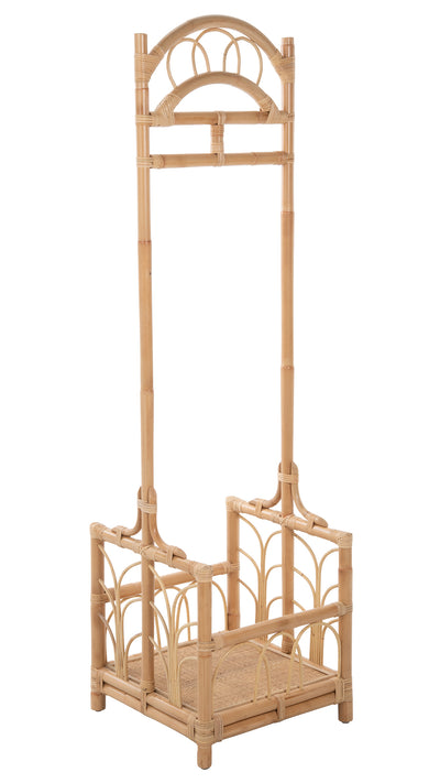 Rattan Freestanding Coat Rack with Shoe Shelf, Natural