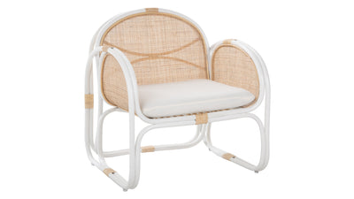 Kouboo Bermuda Natural And White Rattan Cane Lounge Chair