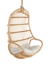 Kouboo Hanging Rattan Swing Chair With White Seat Cushion