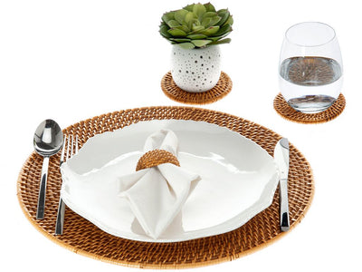 Laguna Brown Round Rattan Placemat As Part Of Table Setting