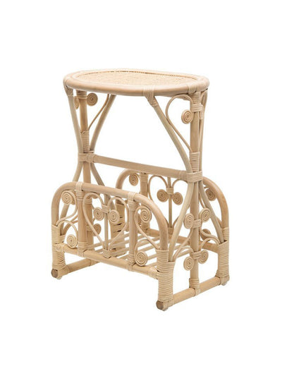 Peacock Rattan Magazine Rack and Stand