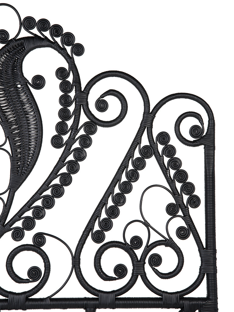 Peacock Rattan Headboard, Black