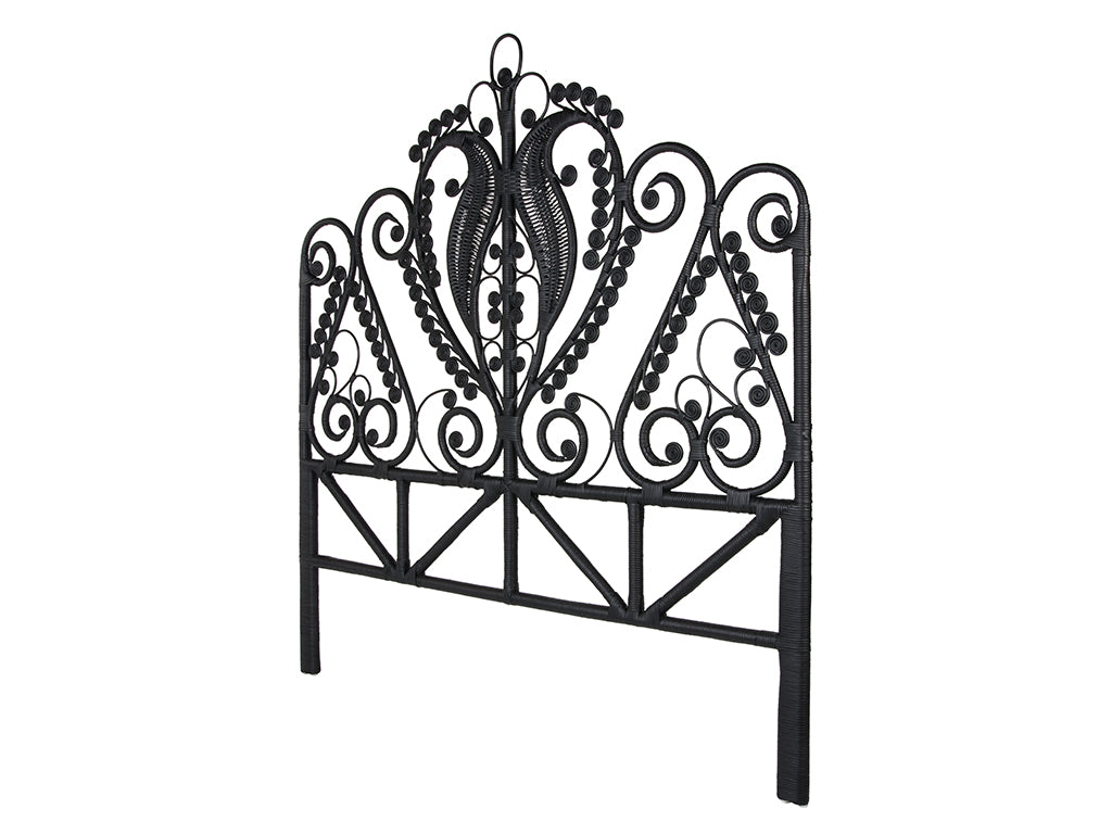 Peacock Rattan Headboard, Black