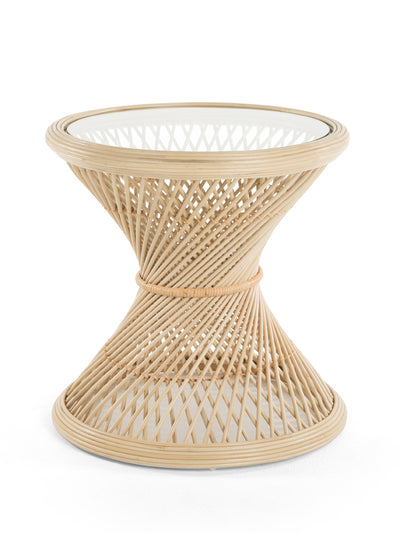 Kouboo Natural Peacock Rattan Side Table With Glass Top