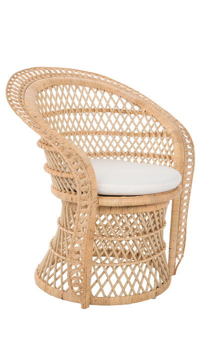 Peacock Rattan Dining Armchair or Lounge Chair, Natural