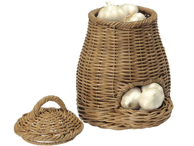 Kouboo Wicker Potato Onion Basket Fruit Vegetable Storage Basket Filled With Garlic